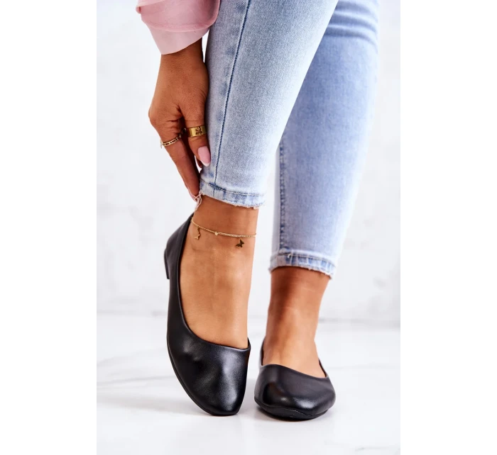 Balerína Kožená klasická černá Stacee