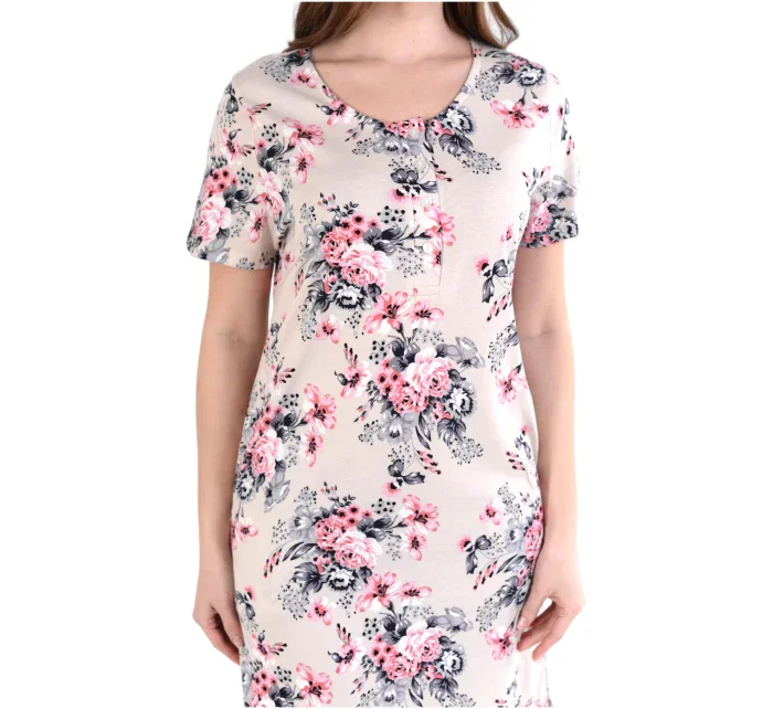 Dámská noční košile 351/024 béžová s květy - Karol Dámská noční košile 351/024 béžová s květy - Karol