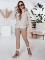 Dámská prošívaná vesta s kapucí MISSVEST béžová FashionStreet TY5020 Dámská prošívaná vesta s kapucí MISSVEST béžová FashionStreet TY5020