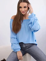 Španělská halenka s ozdobnými rukávy modrý