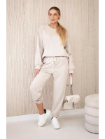 Komplet teplákové + kalhoty máslová látka světle béžová