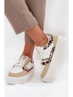 Dámské Tenisky Na Platformě Big Star SS274357 Leopardí Bílá-Bežová Dámské Tenisky Na Platformě Big Star SS274357 Leopardí Bílá-Bežová