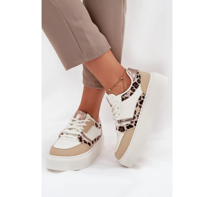 Dámské Tenisky Na Platformě Big Star SS274357 Leopardí Bílá-Bežová Dámské Tenisky Na Platformě Big Star SS274357 Leopardí Bílá-Bežová