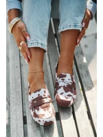 Loafersy Mokasyny Dámské Ploché V Látách Hnědo-Bílé Soreline Loafersy Mokasyny Dámské Ploché V Látách Hnědo-Bílé Soreline