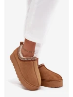 Dámské nízké sněhule Taliah na platformě s vyšíváním – camel