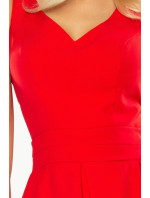 Dámské společenské šaty bez rukávů model 15042474 sukně s kapsami červené Červená - numoco