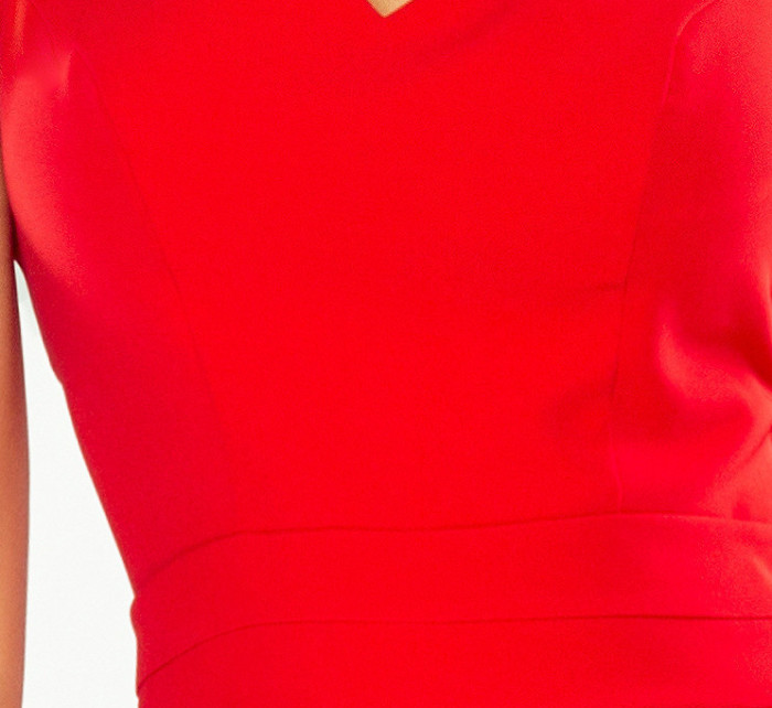 Dámské společenské šaty bez rukávů široká sukně s kapsami červené - Červená - Numoco