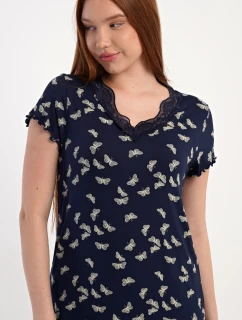 Dámská noční košile s krátkým rukávem Motýlci