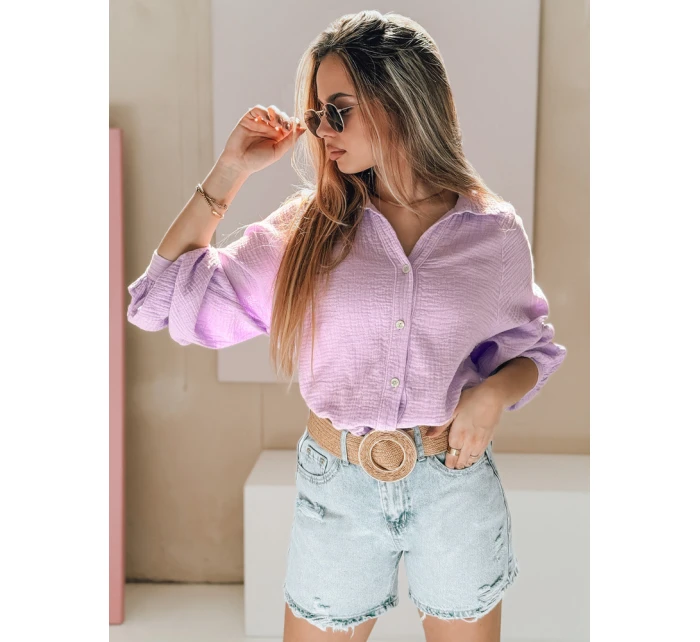 Dámské oversize mušelínové tričko MUSLINEA berry FashionStreet DY0476