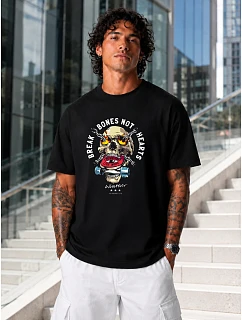 Tshirt męski z nadrukiem oversize bawełniany czarny model 22208766 - FashionStreet