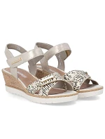 Dámské zlaté kožené sandály na platformě Remonte by Rieker R6266-90