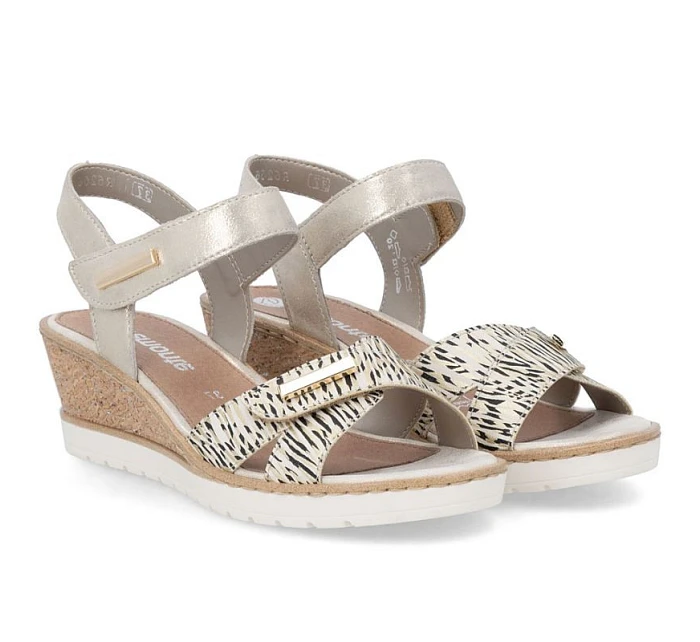 Dámské zlaté kožené sandály na platformě Remonte by model 22122449 - Rieker