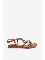 Ploché Dámské Kožené Sandály model 21661347 Multikolor - Maciejka Ploché Dámské Kožené Sandály model 21661347 Multikolor - Maciejka