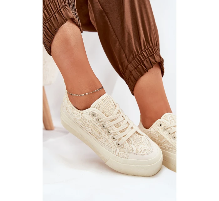 Dámské Krajkové Tenisky Big Star RR274746 Béžové Dámské Krajkové Tenisky Big Star RR274746 Béžové
