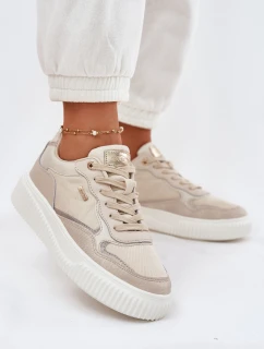 Dámské Kožené Tenisky Na Platformě Béžové Velarria
