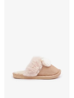 Dámské Pantofle S Kožešinou Béžové Nartani