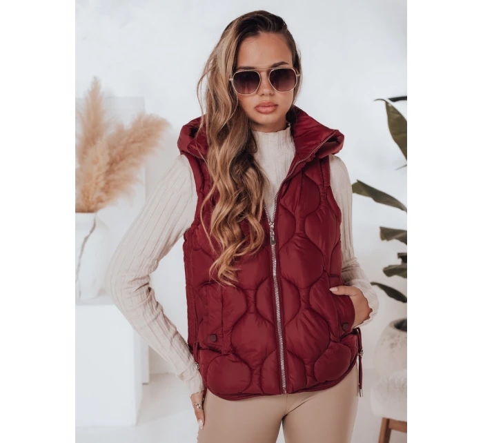 Dámská prošívaná vesta s kapucí MISSVEST vínová FashionStreet TY5017 Dámská prošívaná vesta s kapucí MISSVEST vínová FashionStreet TY5017