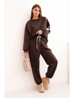 Dámská souprava máslová s volnou mikinou a kalhotami s nápisem LOVE hnědá Dámská souprava máslová s volnou mikinou a kalhotami s nápisem LOVE hnědá