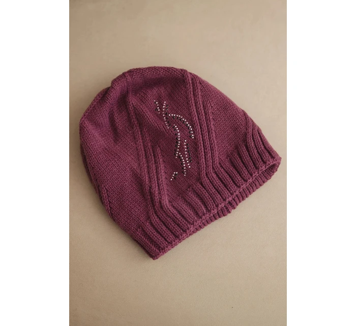 Dámská zimní čepice s vlnou volného střihu model 21782999 fialová - K-Fashion