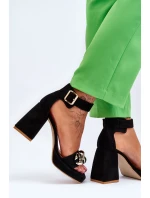 Dámské semišové sandály s podpatky Lewski boty Černá model 21616060 - Boto Dámské semišové sandály s podpatky Lewski boty Černá model 21616060 - Boto