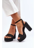 Džínové sandály na podpatku černé model 21649730 - Boto Džínové sandály na podpatku černé model 21649730 - Boto