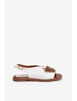 Dámské Sandály Na Plochém Podpatku S Ozdobou Bílé model 21686839 - Boto Dámské Sandály Na Plochém Podpatku S Ozdobou Bílé model 21686839 - Boto