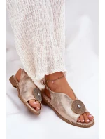 Lesklé Dámské Sandály S Dekorativním Detailem S.Barski KV51-012 Růžové Zlato