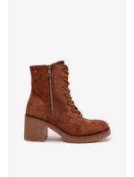 Zateplené dámské kotníkové boty s šněrováním a zipy Camel Paressa