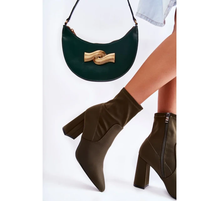 Dámské Materiál Boty Na Podpatku Khaki Amile Dámské Materiál Boty Na Podpatku Khaki Amile