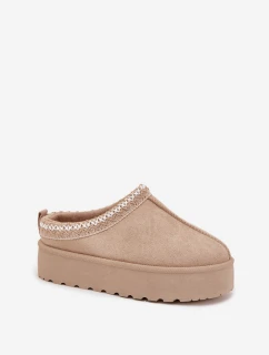 Dětské/módní sněhule s výšivkou na platformě Jolisse – béžové