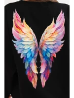 Dámská oversize mikina z bavlny s barevnými model 21421748 na zádech černá - K-Fashion