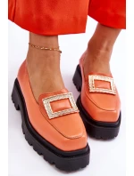 Pohodlné kožené mokasíny oranžové model 21613244 - Boto