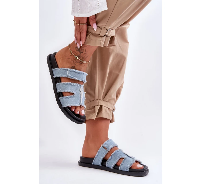 Dámské látkové sandály na zip Modrý Lamirose Dámské látkové sandály na zip Modrý Lamirose