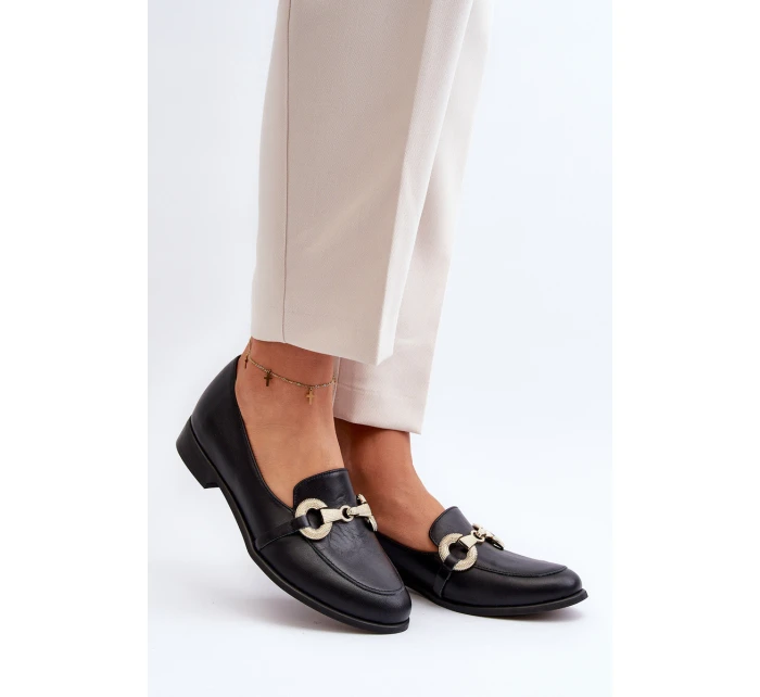 Zazoo 2880 Dámské Mokasíny Kožené S Ozdobou Černé