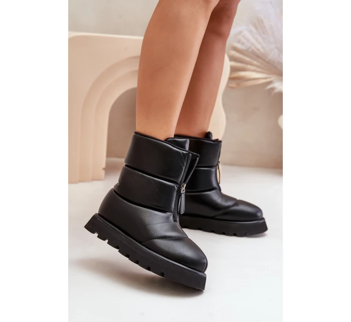 Sněhule na platformě se zipem z eko kůže černé model 21679760 - Boto Sněhule na platformě se zipem z eko kůže černé model 21679760 - Boto