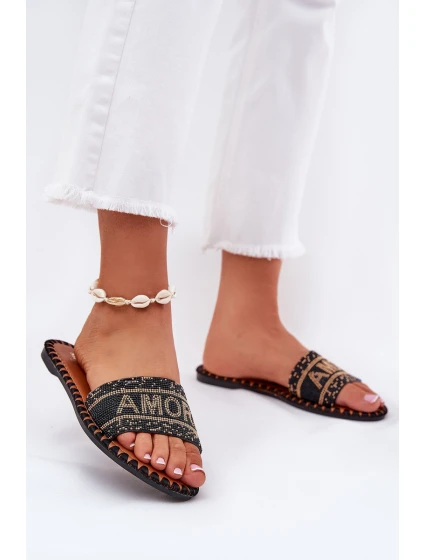 Dámské Pantofle Na Plochém Podpatku Se Černé model 21687321 - Boto Dámské Pantofle Na Plochém Podpatku Se Černé model 21687321 - Boto