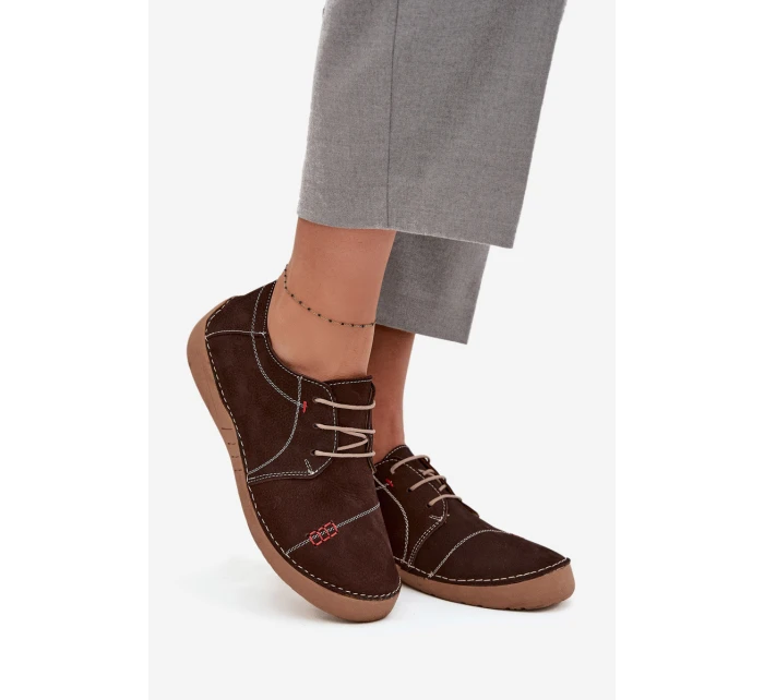 Kožené dámské polobotky s prošitím Artiker 57C2114 hnědé