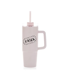 PÁTEK - světle růžový cestovní hrnek s průhledným víčkem 900 ml  