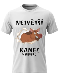 Pánské bavlněné tričko s potiskem - NEJVĚTŠÍ KANEC - bílé 