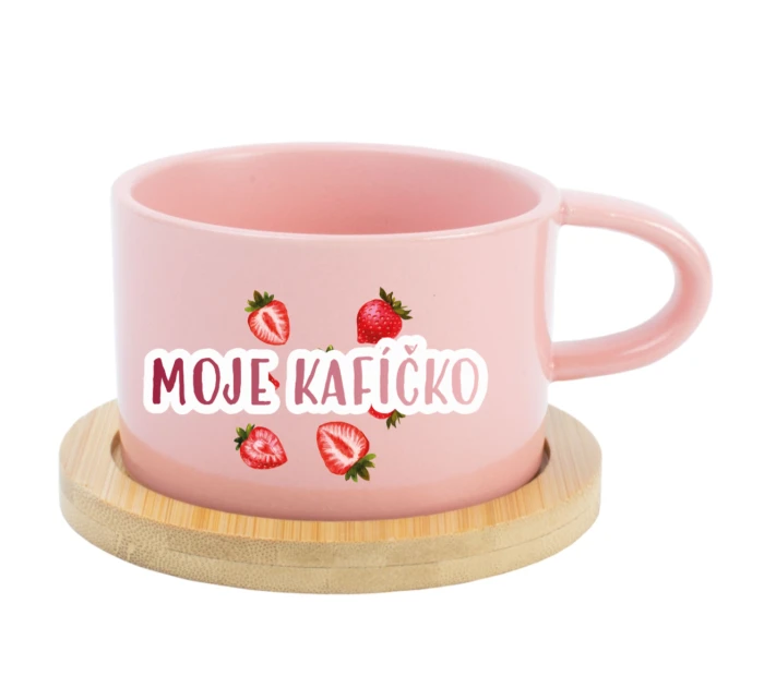 Personalizovaný keramický hrníček Makronka s ovocem a textem 