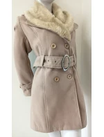 Dámský kabát na knoflíky Eva béžový - Italian Mode