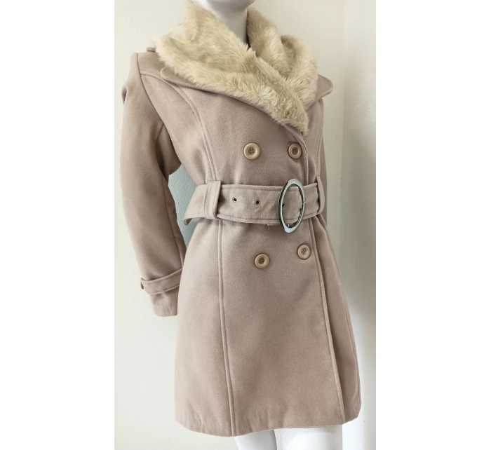 Dámský kabát na knoflíky Eva béžový - Italian Mode