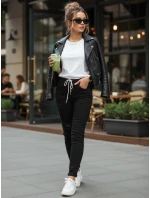 Černé dámské kalhoty FashionStreet s dírou UY2857 Černé dámské kalhoty FashionStreet s dírou UY2857