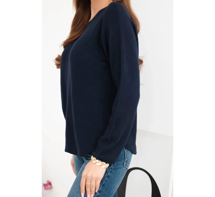 Dámský svetr z viskózy s dlouhým rukávem a kulatým výstřihem námořnická modrá Dámský svetr z viskózy s dlouhým rukávem a kulatým výstřihem námořnická modrá
