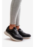 Dámské Sneakers Sportovní Obuv Z Eko Kůže Big Star OO274024 Hi-Poly System Černé