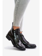 Lakované Nízké Boty Dámské Na Plochém Podpatku Zateplené Černé model 21674545 Černé - S.Barski