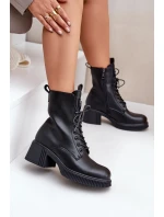 Zateplené dámské boty z přírodní kůže Černé model 21675640 - VINCEZA