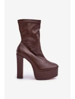 Boty Na Vysokém Podpatku A Platformě Tmavě Hnědé Tennira Boty Na Vysokém Podpatku A Platformě Tmavě Hnědé Tennira