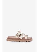 Dámské Pantofle Z Přírodní Kůže Na Platformě Zazoo 40440 Zlaté Dámské Pantofle Z Přírodní Kůže Na Platformě Zazoo 40440 Zlaté