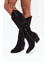 Dámské Boty S Dekorací Na Podpatku Černé model 21704704 - Boto